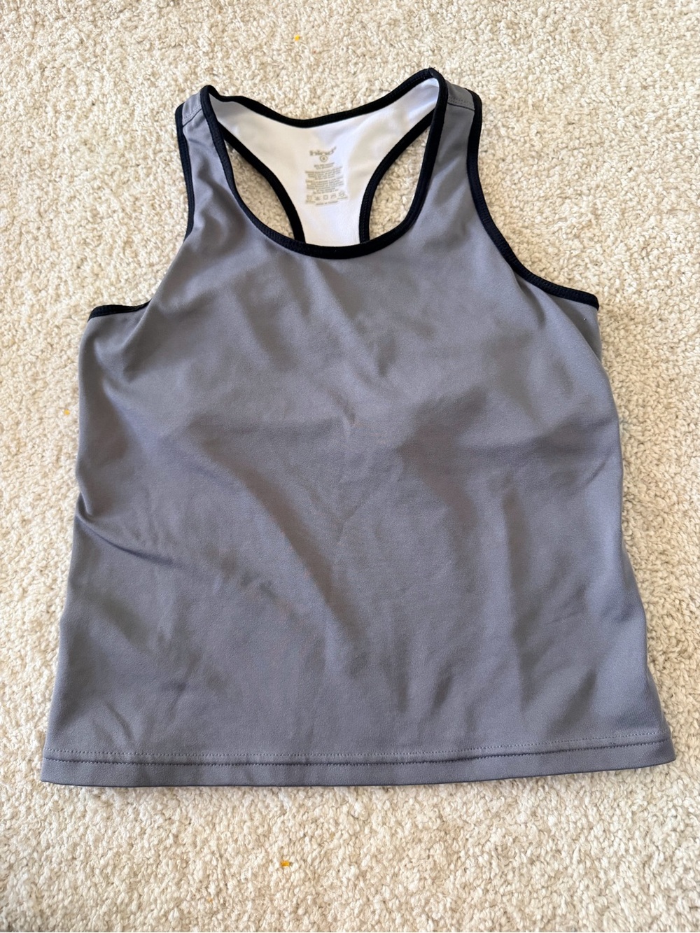 Hind White Racerback Tank with Black Trim